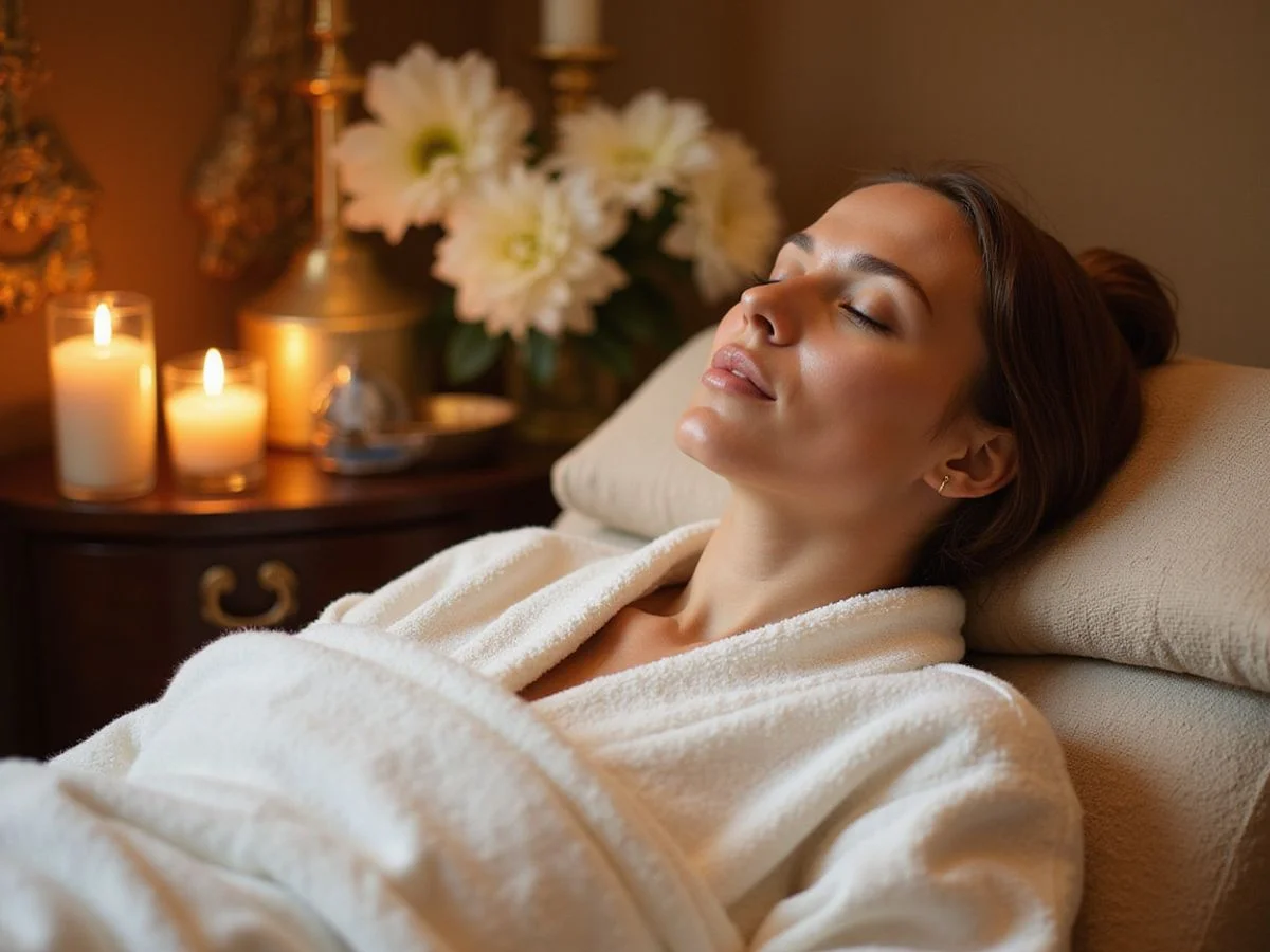 Femme se relaxant dans le spa luxueux Prestigia Luxury à Saint-Julien-en-Genevois